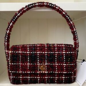 Anine Bing Nico Shoulder Bag in Cherry Plaid Tweed